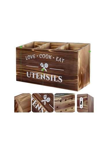 Mutfak Eşyası Düzenleyici Kutusu, Bıçak, Çatal Ve Kaşık Sınıflandırması Saklama Sepeti Kahverengi