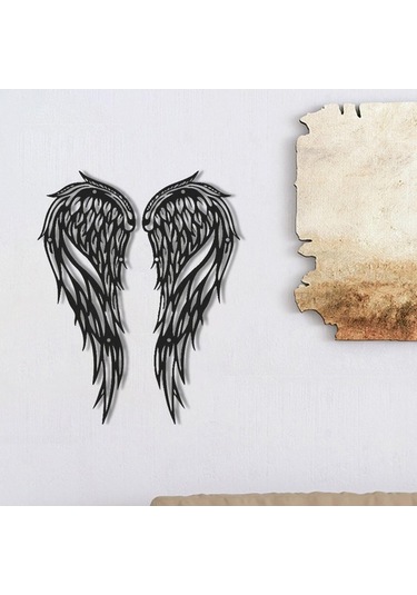 Opulentliving Modern Melek Kanadı Çifti, El Sanatları Vintage Stil, 30x13cm Duvar Süsü 30x13cm