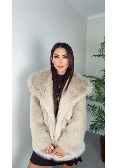 Önü Çıtçıtlı Loli Kürk Bej T4149 Bej