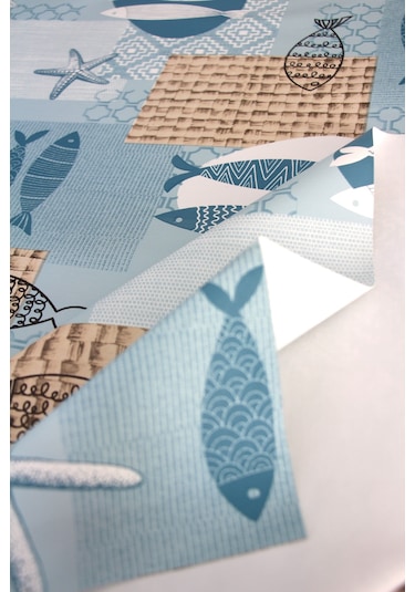 Elyaf Silinebilir Pvc Muşamba Masa Örtüsü 1253-1-balıkmavi Mavi