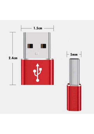 Buffer Usb'den Type-c 'ye Dönüştürücü Adaptör Veri Aktarımı Sağlayıcı Şarj Data Çevirici Çok Renkli