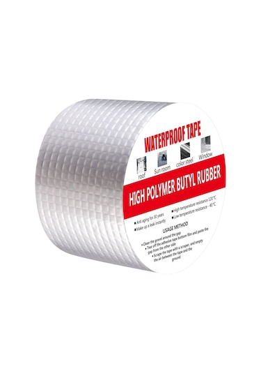 Honmex Alüminyum Folyo Butil Bant - Su Geçirmez, Yüksek Sıcaklık Dayanıklı, Otomatik Yapışkan - 10cmx5m, 1.0mm Kalınlık, İngilizce Paket