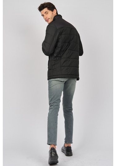 Daynax Erkek Içi Kürklü Deri Biyeli Kapitone Kaban 4924000 Siyah-Siyah