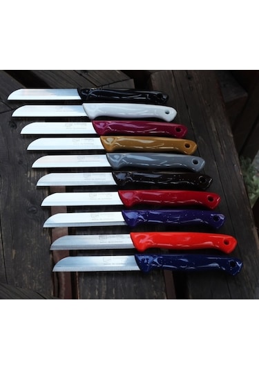 Solingen Simli Tırtıklı Sebze Meyve Bıçağı 6 Adet Karışık Renk