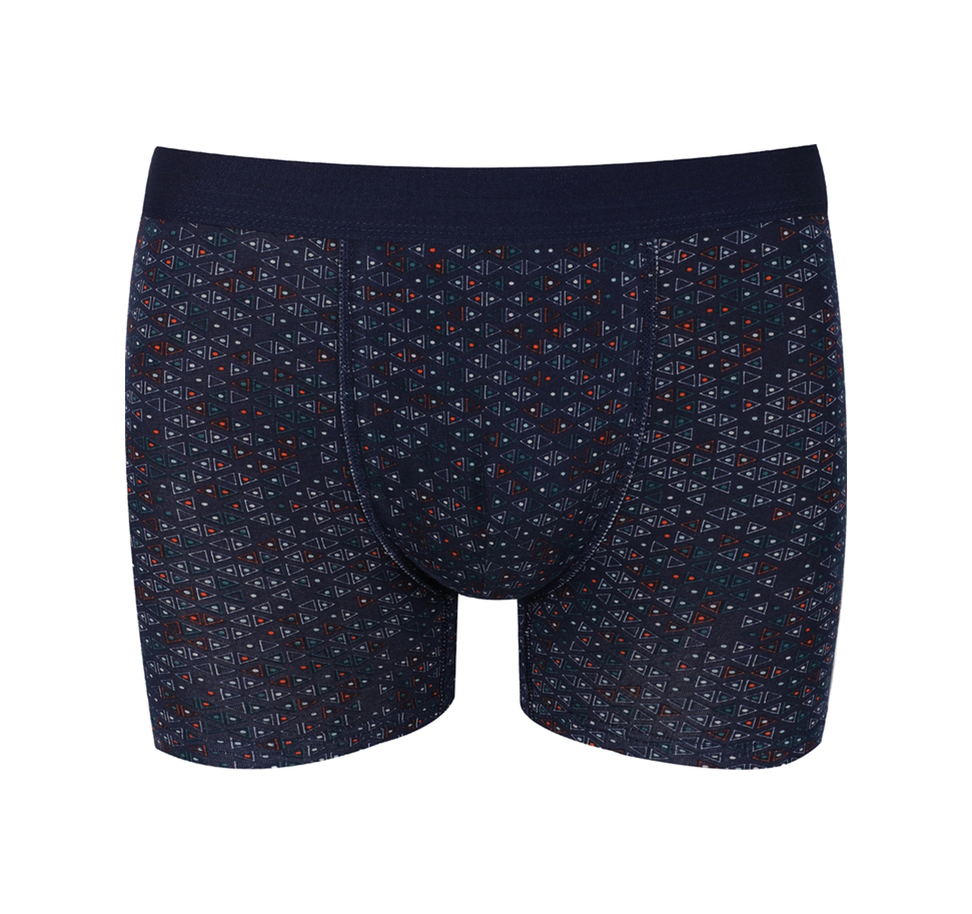 Erkek Tekli Desenli Pamuklu Boxer 9175 Lacivert - Turuncu