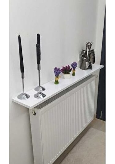 Mdf Beyaz Petek Üstü Duvara Monte Uçan Raf Dresuar Beyaz