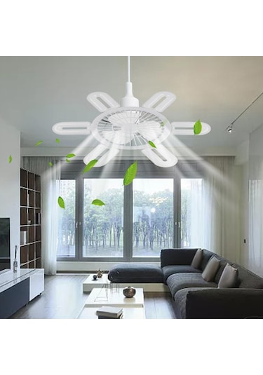Suntek E27 Soket Fan Işık Küçük Tavan Vantilatörü Beyaz