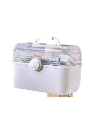 Bosphorusboutique02 White 3 Kat Büyük Kapasiteli İlk Yardım Çantası, Beyaz, Aile İçin, Dayanıklı, Neme Dayanıklı Beyaz