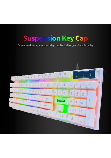 Springsun Beyaz Kablolu Oyun Klavye-fare Seti, 104 Tuş Rgb Arka Işık, Degrade Nefes Işıklı Mouse, Usb Bağlantı Diğer