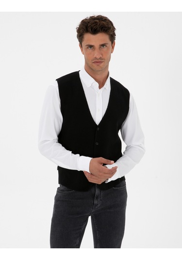 Pierre Cardin Erkek Siyah Yelek Triko 50317313-vr046 Siyah