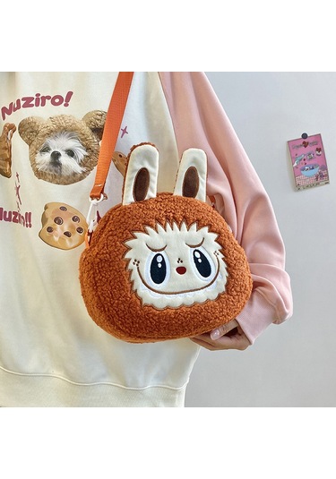Snapbuy Labubu Tasarımlı Peluş Çapraz Çanta Turuncu