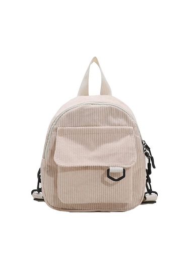 Kadın Kadife Düz Renk Sırt Çantası Kız Kış Küçük Fermuarlı Okul Çantası Brown