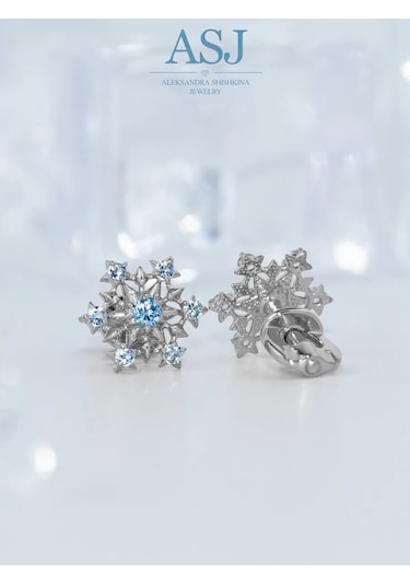 Asj 925 Ayar Gümüş Karla Yuvası Küpe 48210608 Açık Mavi