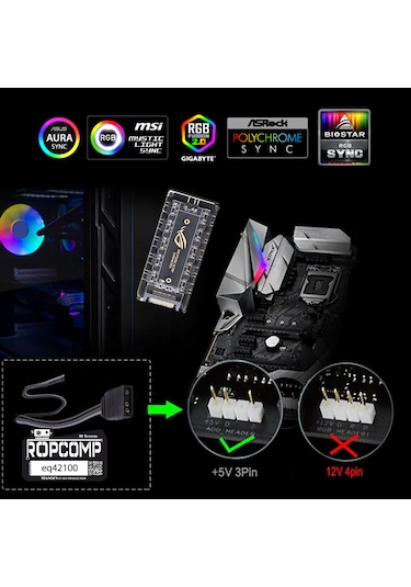 Ropcomp Argb Hub 11 Port 5v 3-pin Argb Ve Fan Hub