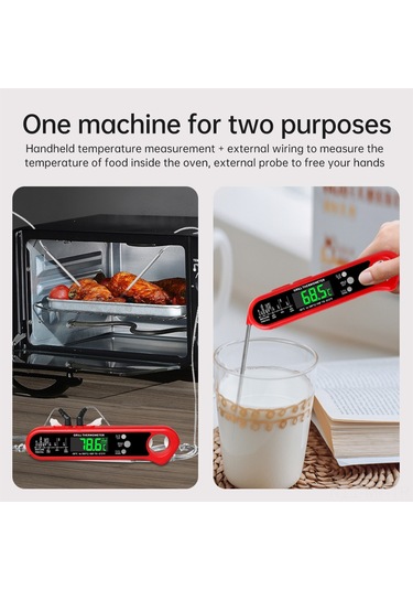 Mufunye Anında Okumalı Dijital Et Termometresi - Çift Problu, Alarmlı, Mıknatıslı Bbq Ve Fırın İçin