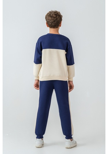 Erkek Çocuk Brooklyn Skat Clup Baskılı 3 İplik Kalın Kışlık Eşofman Takımı Ak4228 Lacivert