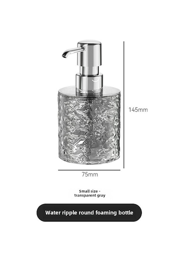 Springsun Eko Dost 300ml Tuşlu Köpükleme Şişesi - Seyahat İçin Hafif Plastik, Şampuan/banyo Jeli/el Dezenfektanı Saklama Kabı Transparan Gri Dairesel Diğer