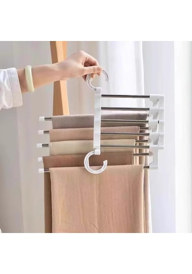 Katlanır Pantolon Askısı Giysi Çok İşlevli Pantolon Askısı Ev Depolama Askısı Beyaz