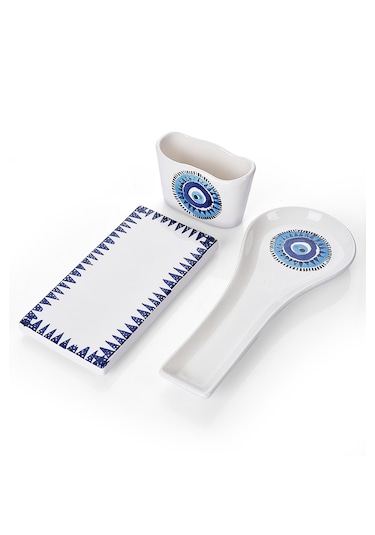 Piatti Naturali 3 Lü Mutfak Seti Nazar Kaşık Altlığı Süngerlik Yağdanlık