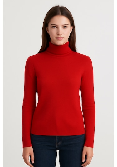 5 Li Paket Kadın Basic Tam Balıkçı Yaka Kazak Çok Renkli-6