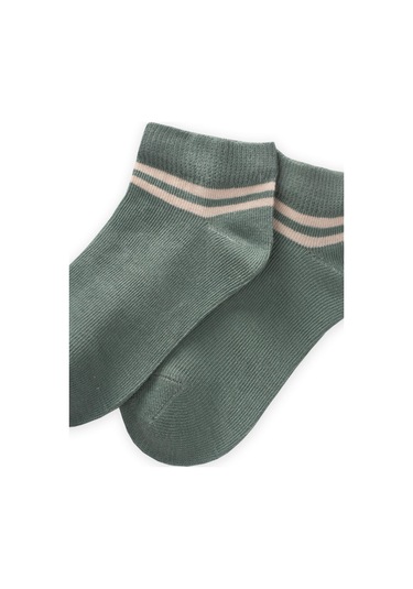 Cigit Ham Çizgili Çocuk Patik Çorabı 5-12 Yaş Çağla Yeşili Yesil