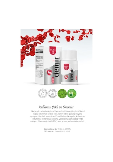 Erbatab Demir İçeren Takviye Edici Gıda 30 Kapsül