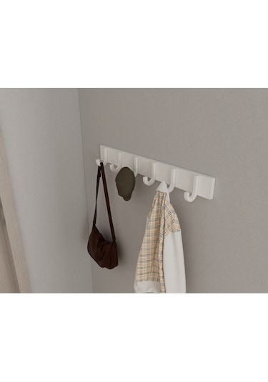 Hepsi3boyutlu Modern Duvar & Kapı Baston Askılık - 6 Adet Beyaz J Askılık - Model No : 6 Beyaz