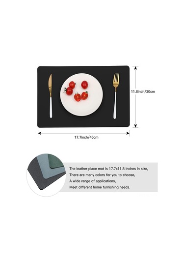 Geeroyoo Vinjiasin - 8 Adet Siyah Sentetik Deri Masa Örtüsü, Isıya Dayanıklı, Su Geçirmez, Kolay Temizlenir, İç Ve Dış Mekan Kullanımı İçin Uygun Siyah