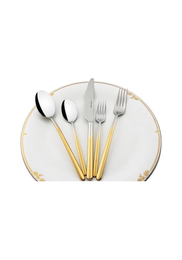 Mikasa Moor Dolce Gold 60 Parça 12 Kişilik Çatal Kaşık Bıçak Seti Altın
