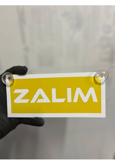 Sarı Renk Üzeri Beyaz Renk Zalım Yazılı Vantuzlu Cam Süsü