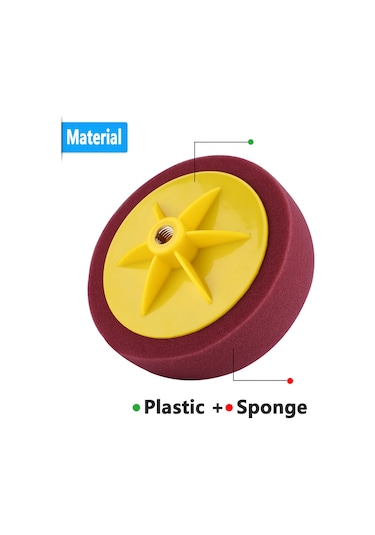 Tenfowee 15cm/6" M14 Vida Delikli Araba Cila-pasta-parlaklık Spreyi, Yıkama Üzerine Yeniden Kullanılabilir 3 Renkli Siyah+sarı+bordo Profesyonel Sponge Disk Seti