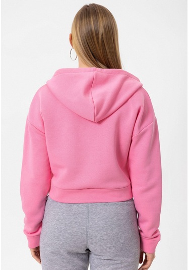 Jonas Kadın Crop Fit Kapüşonlu Sweatshirt Pembe