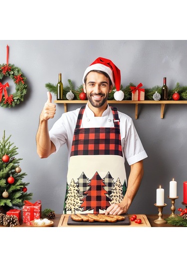 Kadınlar Erkekler İçin Noel Önlükleri Ayarlanabilir Su Geçirmez Tatil Mutfağı Bej, Yetişkin Diğer