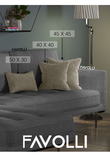 Br Favolli Dokulu Keten Renk Kırlent Kılıfı Bej Keten Rengi