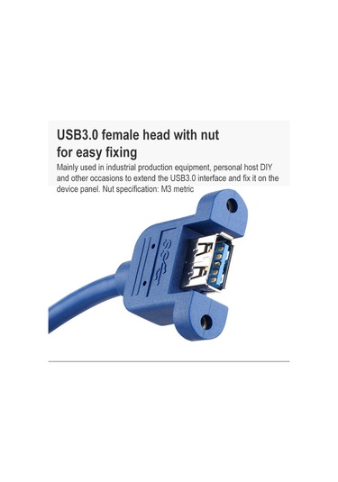 Sones Vidalı Somunlu Usb 3.0 Erkek - Dişi Uzatma Kablosu, Kablo Uzunluğu: 5m