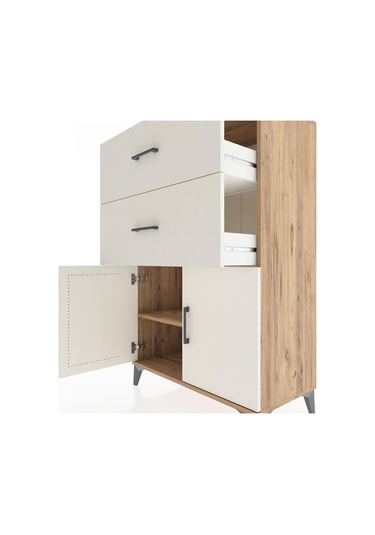 Hyperion Dolap Tek Raflı 2 Çekmeceli 2 Kapaklı 88x44x134 Çam-... Çam