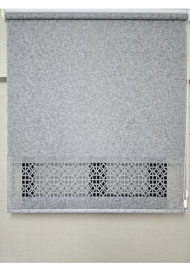 Bbb Keten Kumaşlı Lazer Kesim Tül Stor Perde Mlt1004 Antrasit