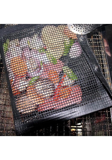 Homyl Açık Barbekü Izgara Örgü Çanta Yapışmaz Isıya L Siyah