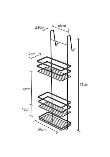 Teknotel LM580 Banyo Düzenleyici Şampuanlık Banyo Duşakabin Rafı Mat Siyah