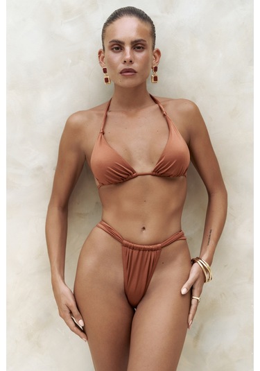 Dahlia Büzgü Detaylı Kalın Bantlı Kiremit Bikini Altı Kiremit