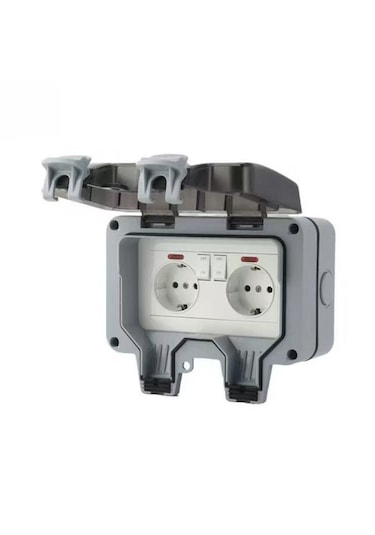 Dış Mekan 2'li Priz, 2 Akım Koruma Anahtarlı Ip 66 Akım Korumalı Priz