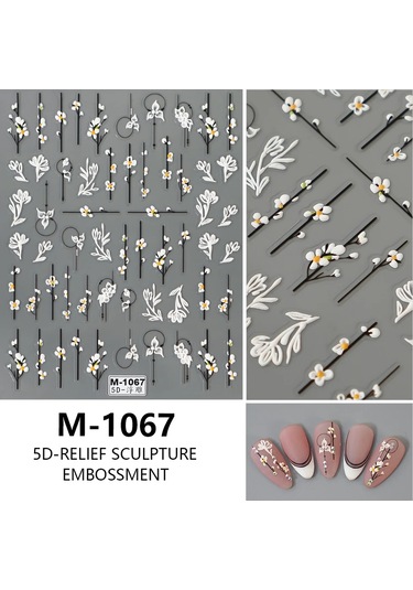 Nail Art Etiketler Çıkartmaları 5d Kabartmalı Kendinden Yapışkanlı Karikatür Çiçek Kelebek Yıldız Tırnak Çıkartmaları Krem