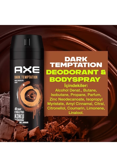 Axe Dark Temptation Dark Chocolate Scent Erkek Sprey Deodorant 150 ML