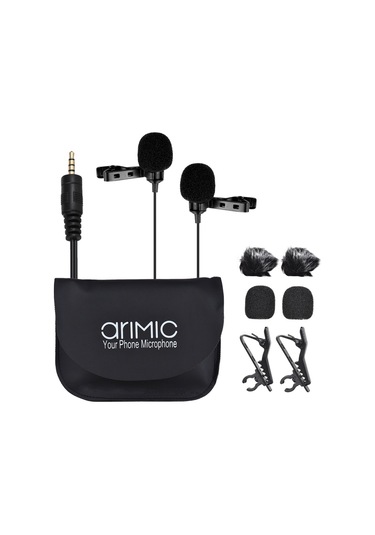 Reedark Çift Başlı Lavalier Yaka Klipsli Çok Yönlü Kondansatör Mikrofon Mikrofon Kablosu Uzunluğu 4.9ft Akıllı Telefon Dslr Kamera İçin