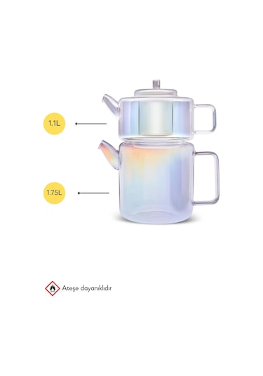 Tobby Luster Brosilikat Çaydanlık 1.1l+1.75l
