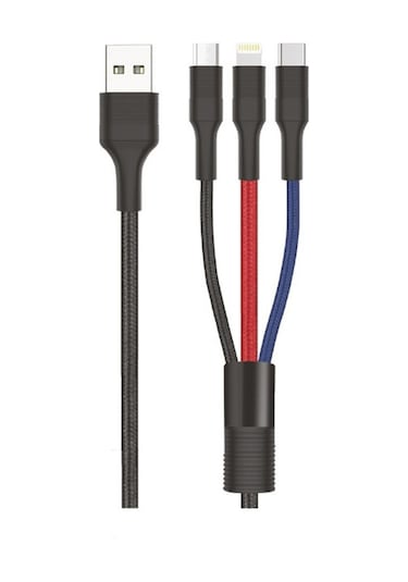 Phixi CB631 Force Örgülü Ve Güçlendirilmiş 100 Cm Çoklu Şarj Ve Data Kablosu