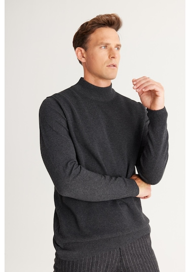 AC&Co / Altınyıldız Classics Erkek Füme Standart Fit Normal Kesim Yarım Balıkçı Yaka Hafif Salaş Pamuklu Triko 4A4921100008FUMM Füme AC&Co / Altınyıldız Classics Erkek Füme Standart Fit Normal Kesim Yarım Balıkçı Yaka Hafif Salaş Pamuklu Triko 4A4921100008FUMM Füme