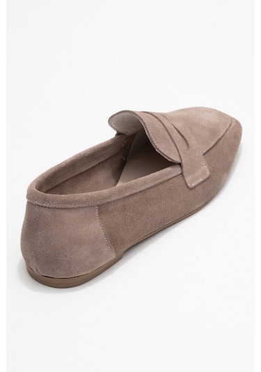 Luvishoes Luvi Shoes Morne Vizon Süet Hakiki Deri Kadın Loafer Ayakkabı Vizon