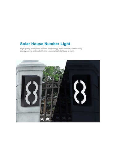 Pazly Güneş Enerjili Led Ev Numarası Tabelası - Ev, Villa, Bahçe & Sokak İçin/