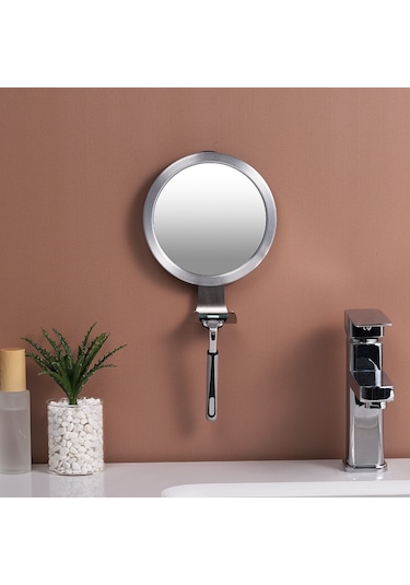 Sones Banyo Vantuzlu Buğu Önleyici Ayna Alüminyum Alaşımlı Kancalı Yuvarlak Ayna
